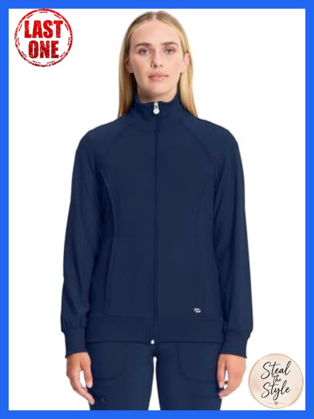 Womens Scrub Jacket Zip Front Contemporary Fit 4-Way Stretch Medical